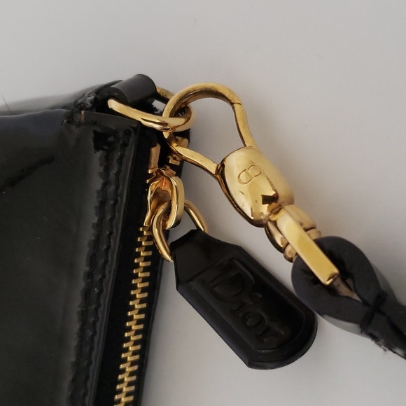 *Rare* Y2K Dior Oblique Trotter Pattern Embossed Patent Leather Mini Saddle Bag - Picture 8 of 14